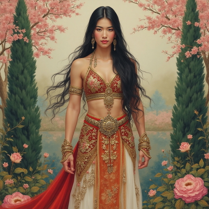 AI-generated photo: **Persian miniature painting**. In this highly detailed and ornate scene, a UFC fighter is portrayed...