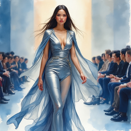 AI generated photo: Futurist watercolor. Capture the fluidity and inno...