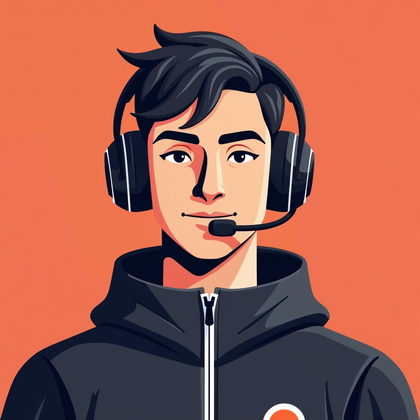 AI-generated photo: Stylized digital illustration portrait. Clean, front-facing upper-body avatar with a bold, graphic o...