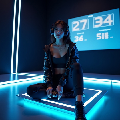 AI-generated photo: Photorealistic fashion portrait photography, cinematic horizontal composition from waist up, featuri...