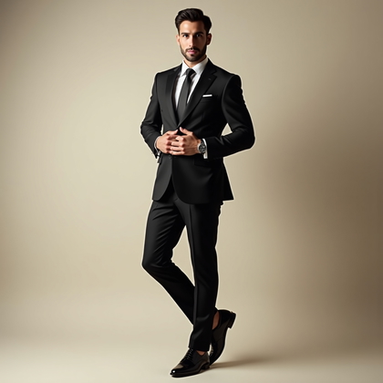 AI-generated photo: Photorealistic editorial wedding portrait photograph on a seamless neutral backdrop with a subtle gr...