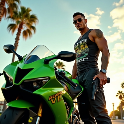 AI-generated photo: Primary subject and pose: - A single adult person is the clear focal point, positioned to the right ...