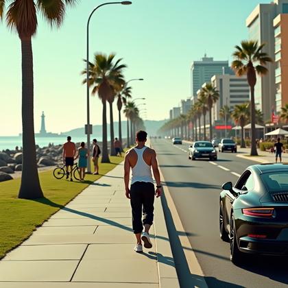 AI-generated photo: 1) Main person detection - Primary subject: Yes—one person is the clear focal point, centered in the...