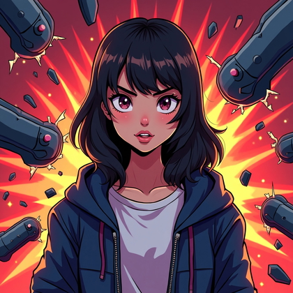 AI-generated photo: Stylized digital illustration, mid-chest-up avatar portrait where the character is centered in frame...