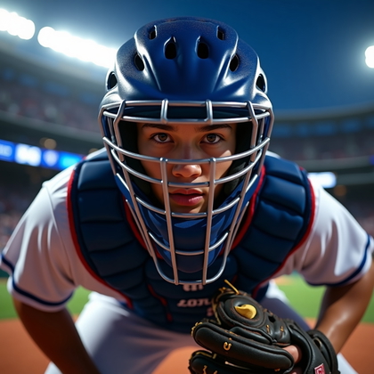 AI-generated photo: Photorealistic sports photography in a high-stakes playoff atmosphere, shot from the front-camera we...