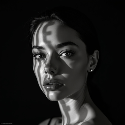 AI-generated photo: Photorealistic editorial beauty photograph with a mini projector casting sharp sans-serif typography...