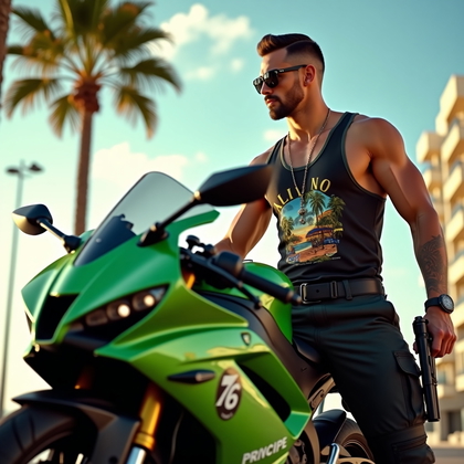 AI-generated photo: Primary subject and pose: - A single adult person is the clear focal point, positioned to the right ...