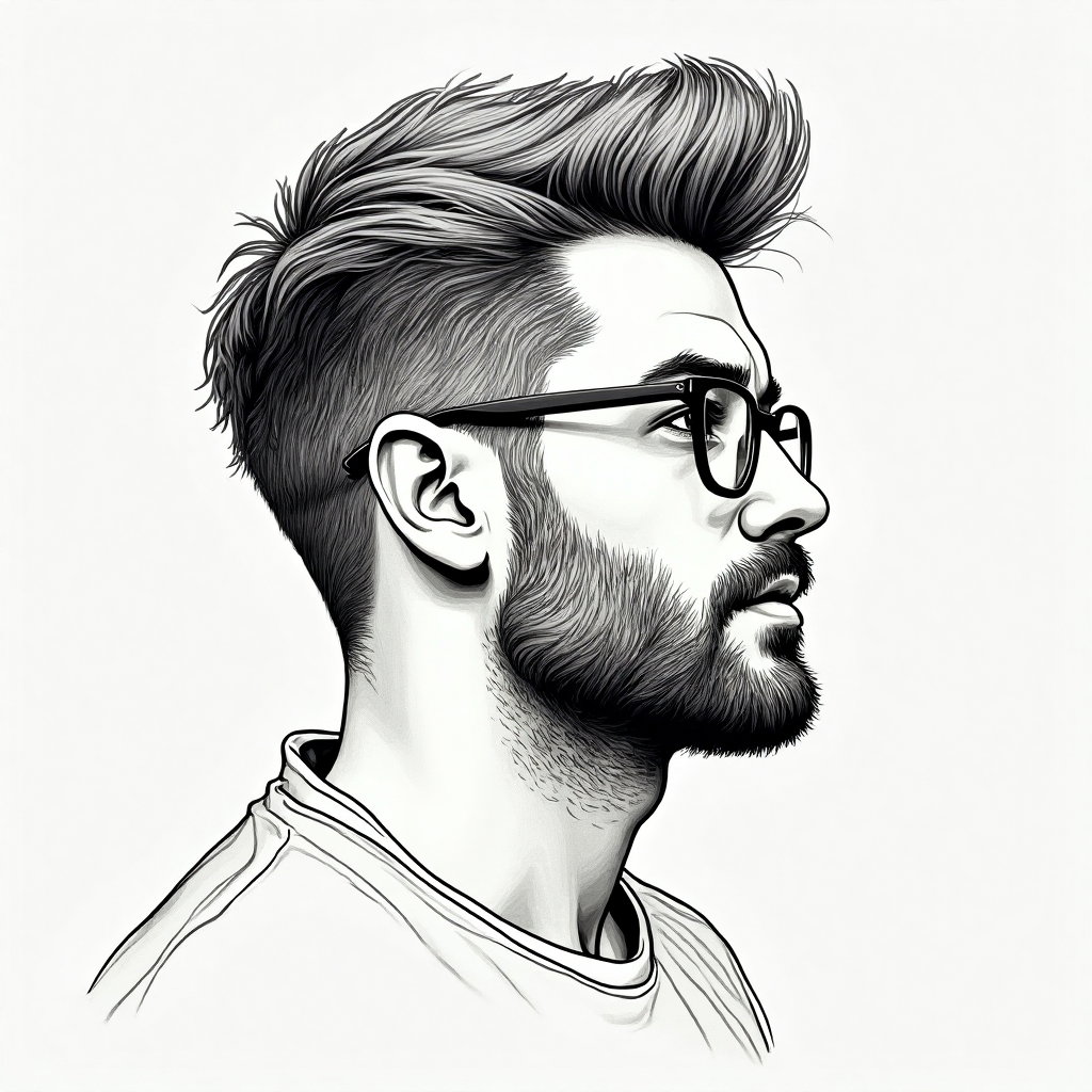 AI-generated photo: Line art illustration. Develop a clean and elegant avatar focused on texture and grain, highlighting...