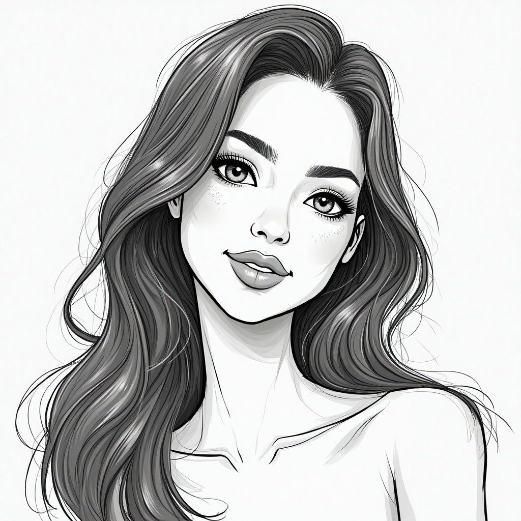 AI-generated photo: **Line Art illustration**: Craft an avatar that reflects an expression of serene confidence. Delicat...