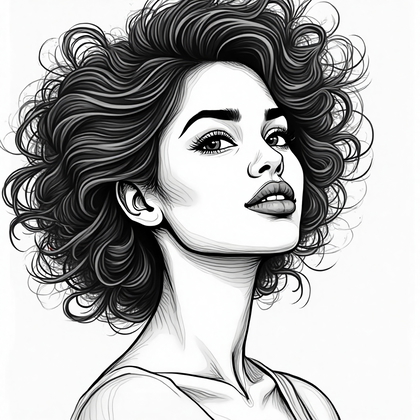 AI-generated photo: Line art illustration. Create a playful yet sophisticated avatar emphasizing texture and grain effec...