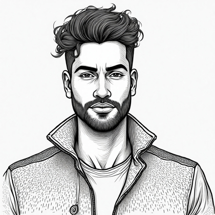 AI-generated photo: Line art illustration. Design an avatar using intricate linework with pronounced texture and grain d...