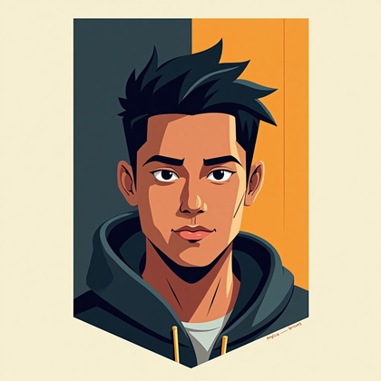 AI-generated photo: Clean vector-style digital illustration. Minimalist gaming avatar portrait crafted specifically for ...