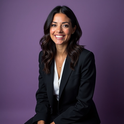 AI-generated photo: Professional studio headshot photography. A controlled, one-color gel corporate portrait designed as...