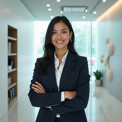 AI-generated photo: Professional headshot: biotechnology product marketing lead persona in a contemporary corporate scie...