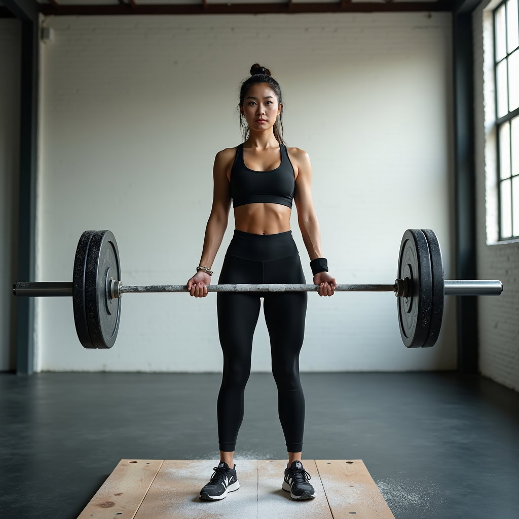 AI-generated photo: Photorealistic gym photography; high-key warehouse corner with whitewashed brick and skylight spill,...