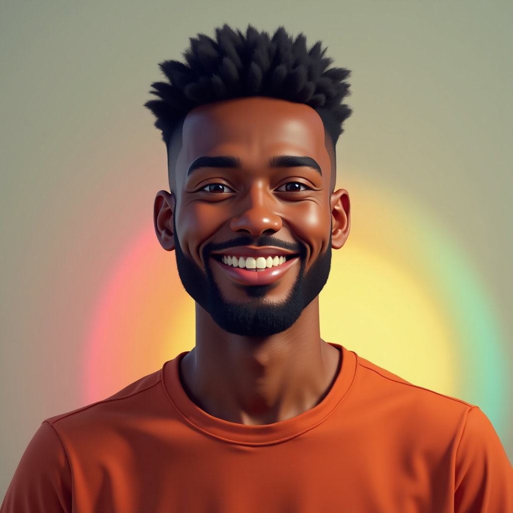 Natural Pride Portraits That Avoid Prop Overload example: Photorealistic profile portrait photography. Square avatar-style crop from the shoulders up, centered composition, direc