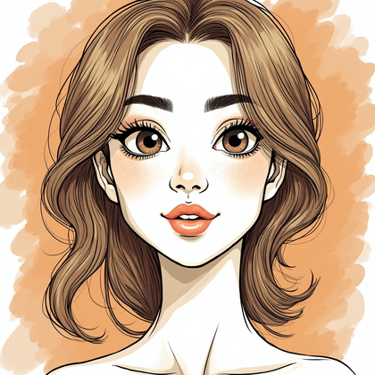 AI-generated photo: **Line art illustration.** Develop a detailed close-up of a 29-year-old Latina woman with a petite b...