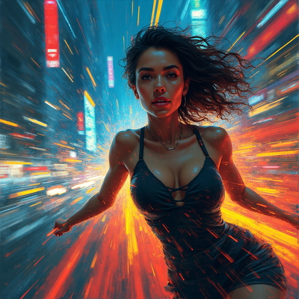 AI-generated photo: Futurist art illustration. Capture the essence of Futurist Dynamism with an explosion of movement an...