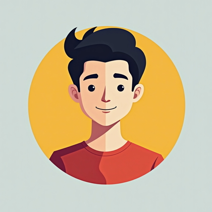 AI-generated photo: Stylized digital illustration. Ultra-clean minimalist gaming avatar portrait centered on a solid, hi...