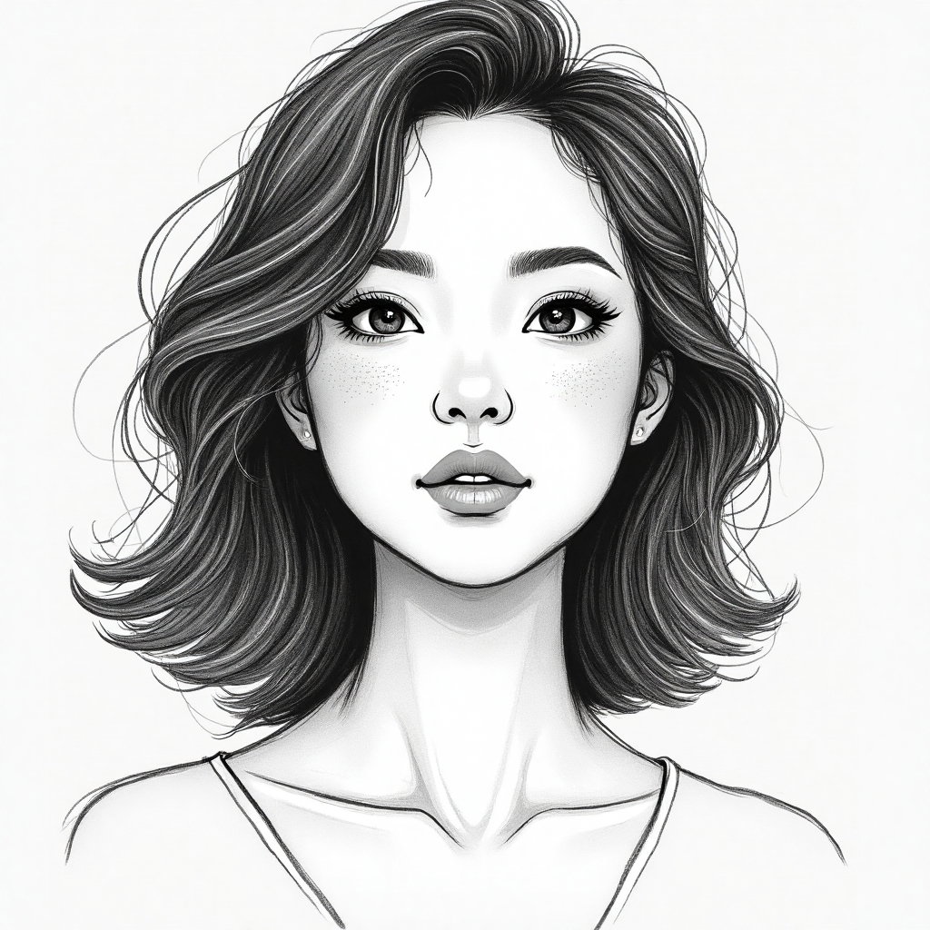 AI-generated photo: Line art illustration. Design an avatar that encapsulates the interplay of texture and grain, focusi...