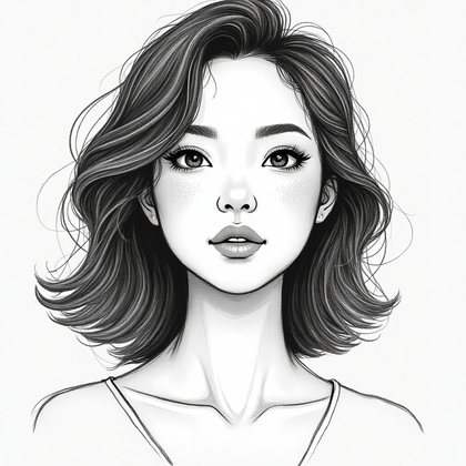 AI-generated photo: Line art illustration. Design an avatar that encapsulates the interplay of texture and grain, focusi...
