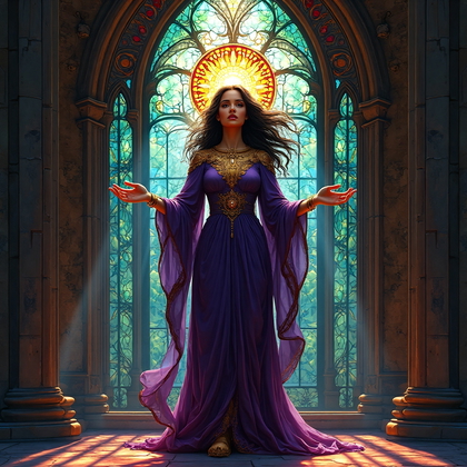 AI generated photo: **Gothic stained glass design**. A dramatic scene ...