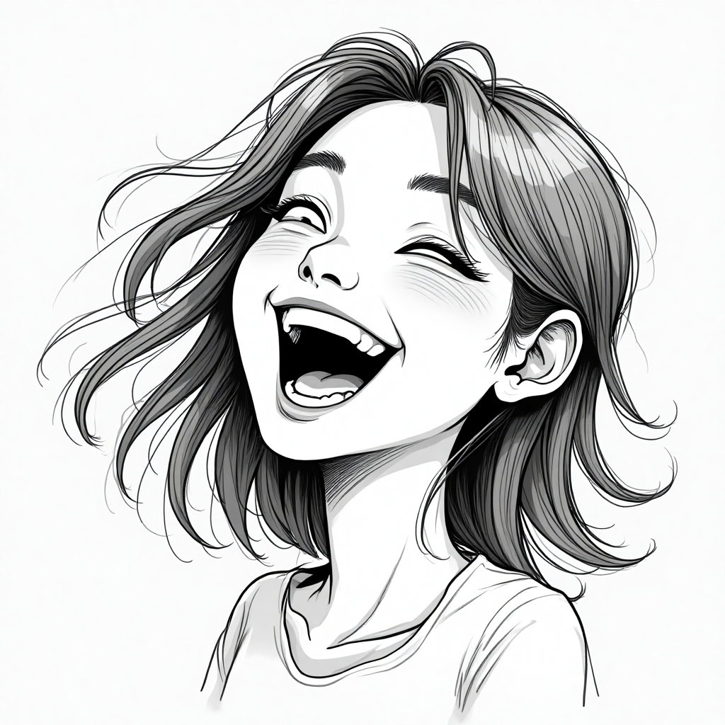 AI-generated photo: **Line Art illustration**: Portray an avatar exhibiting an expression of joyous exuberance. Dynamic,...