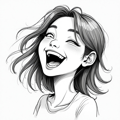 AI-generated photo: **Line Art illustration**: Portray an avatar exhibiting an expression of joyous exuberance. Dynamic,...