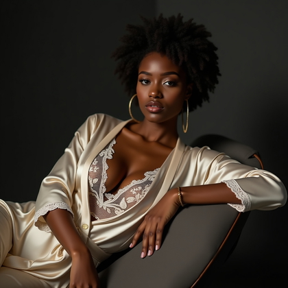 AI-generated photo: Photorealistic studio portrait photo with a delicate lace gobo projecting ornate filigree across the...