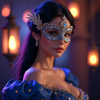 AI-generated photo: Photorealistic cosplay portrait photography. Vertical, romantic close-up portrait from hairline to u...