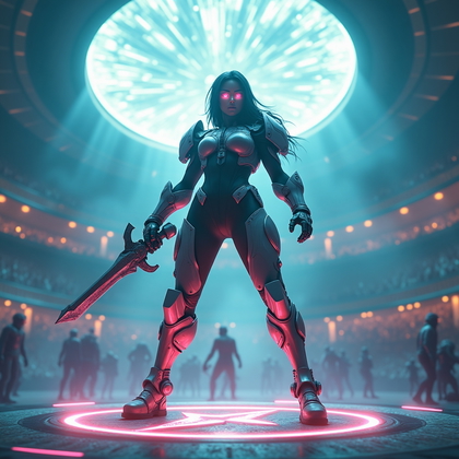 AI-generated photo: Photorealistic gaming character portrait photography. The avatar is captured from mid-thigh up insid...