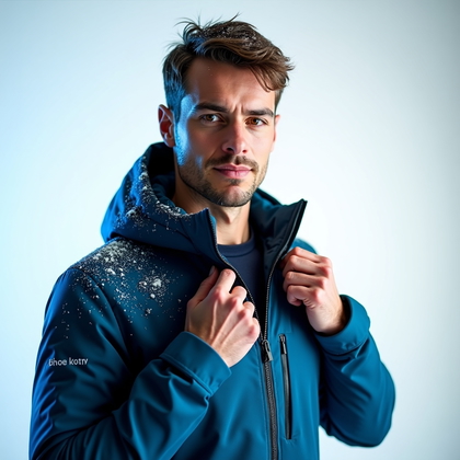 AI-generated photo: Photorealistic studio portrait photograph. A winter Olympic athlete is captured mid-zip as they pull...