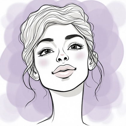 AI-generated photo: Line Art illustration: Illustrate an avatar with a serene and composed expression. Use soft, fluid l...