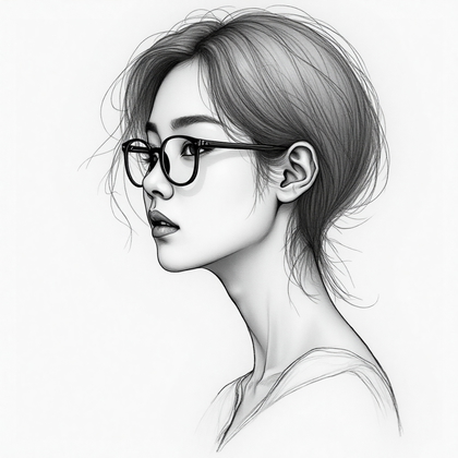AI-generated photo: Line Art Drawing. Create a soft focus portrait featuring a figure with elegant and flowing lines tha...