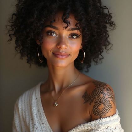 AI-generated photo: Photorealistic photography of a woman with a Celtic-inspired tattoo on her ankle, featuring a series...