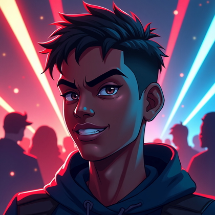 AI-generated photo: High-detail stylized digital painting, eSports poster style portrait. The character fills most of th...