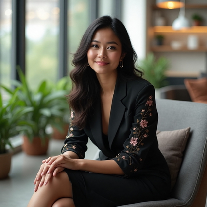 AI-generated photo: LinkedIn photo depicting a relaxed yet professional setting with an individual exuding calm confiden...