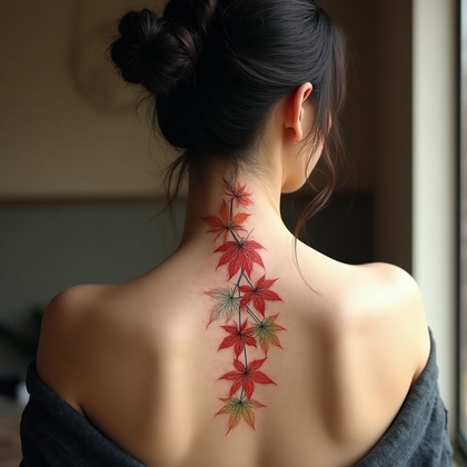 AI-generated photo: Photorealistic photography of a woman proudly displaying a graceful botanical tattoo cascading down ...