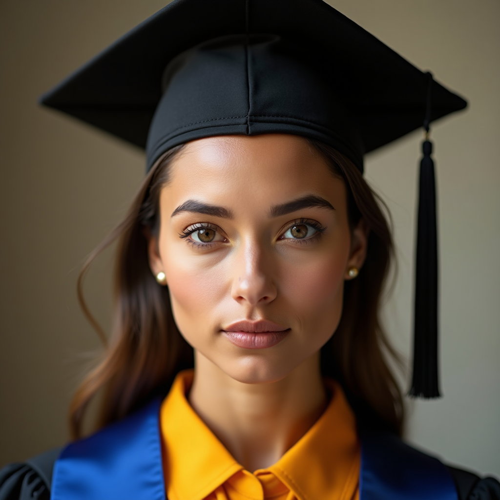 AI-generated photo: Professional beauty portrait photography, high-end close-up graduation beauty image with impeccably ...