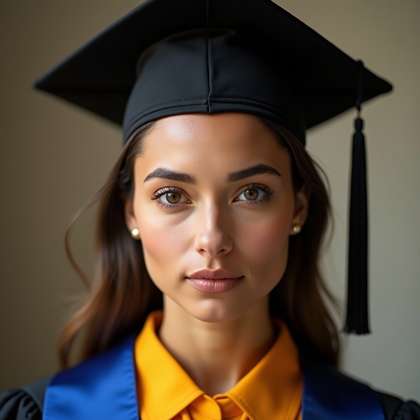 AI-generated photo: Professional beauty portrait photography, high-end close-up graduation beauty image with impeccably ...