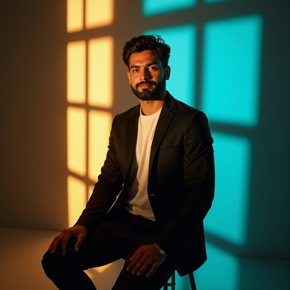 AI-generated photo: Photorealistic lifestyle-leaning studio portrait photo that imitates urban window light with a squar...